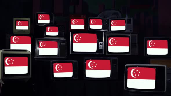 Flags of Singapore and Retro TVs.