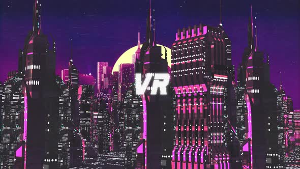 Retro Cyber City Background VR