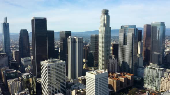 Aerial view of cityscape. Urban aerial view of beautiful and scenic downtown Los Angeles.