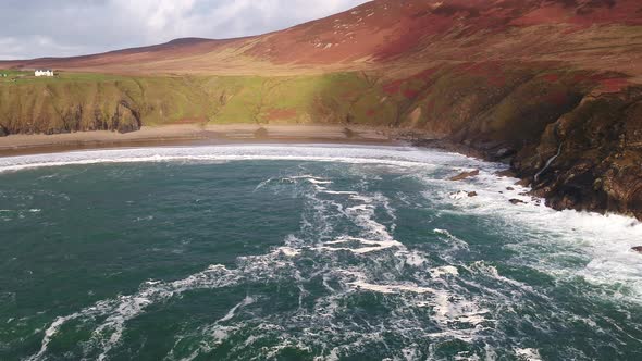 Aerial View of the Beautiful Coast at Malin Beg Looking in County Donegal, Ireland