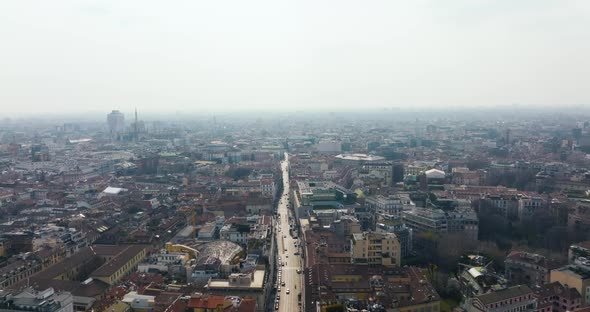 Aerial View of Milan City From Above Near Milan and Duomo Di Milano