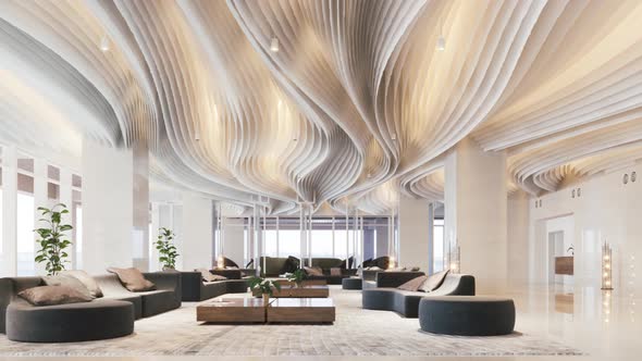 Luxurious Hotel Lobby With Marble Floor alt