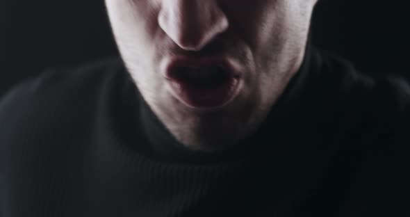 Closeup Mouth of Angry Man Screaming