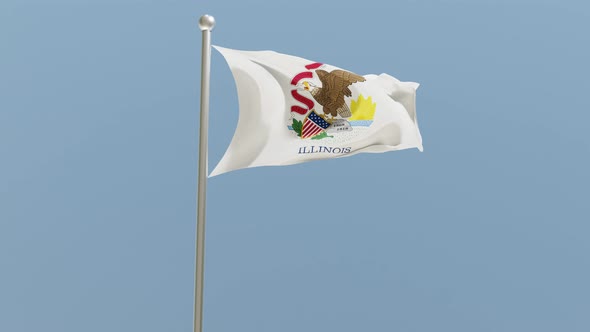 Illinois flag on flagpole.