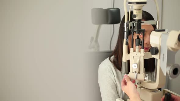 Woman doing eye test