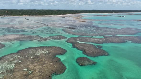 Natural pools at Sao Miguel dos Milagres Beach at Alagoas Brazil.