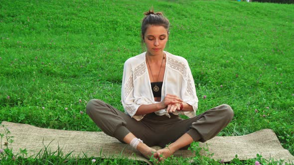 Young Beautiful Girl Is Doing the Main Yoga Pose