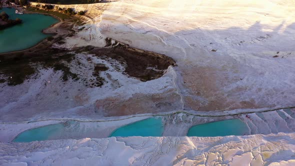Top View of Travertine Terrace Formations at Pamukkale Turkey