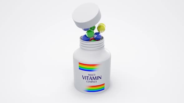 Explosion of Vitamin Pills From Pharmacy Bottle