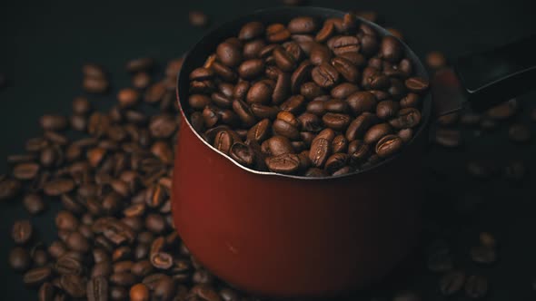 Coffee Beans in a Cezve Rotate Slowly