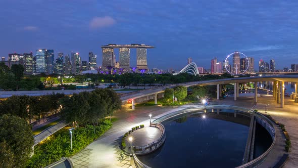 Marina Bay Sands Gardens By the Bay with Cloud Forest Flower Dome and Supertrees Night to Day