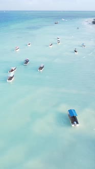 Tanzania  Vertical Video of the Ocean Near the Coast of Zanzibar Slow Motion