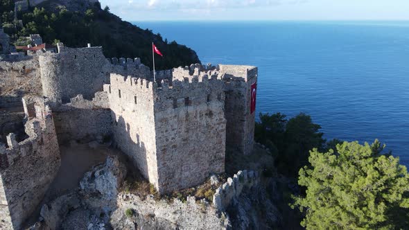 Alanya Castle - Alanya Kalesi Aerial View. Turkey