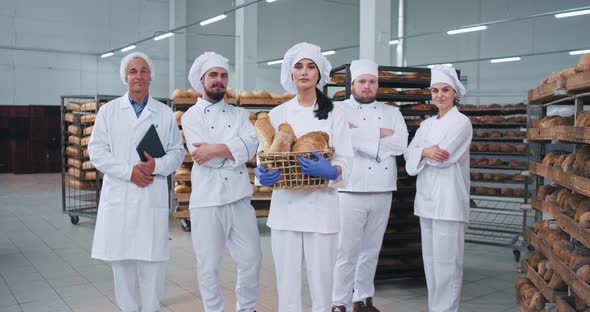 Food Industry Pretty Lady Baker and Her Colleagues