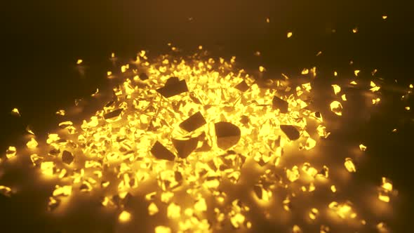 A Cube of Bright Glowing Stone Shatters