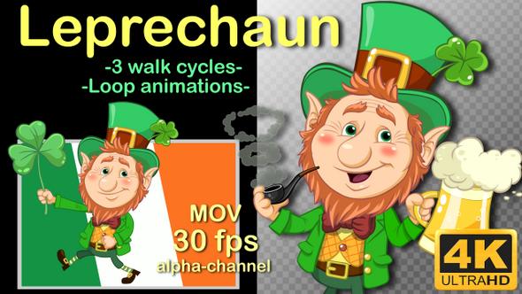 Cartoon Leprechaun walking