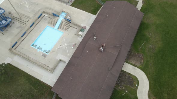 Aerial view of Anderson Park slide and pool in Kenosha, Wisconsin.