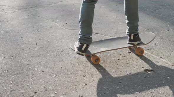 Skateboard Pro Flip Trick in Park Kickflip in Hand Drop Out to Nosemanual Hardflip Out