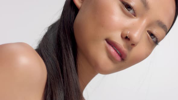 Mixed Race Asian Model in Studio Beauty Shoot