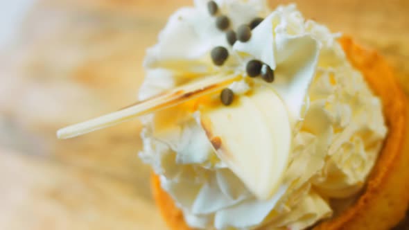 Coconut Basket Cake with White Chocolate Decorative Leaves