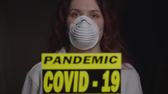 Woman in Protective Mask in Quarantine Ward. Coronovirus and Isolation Concept