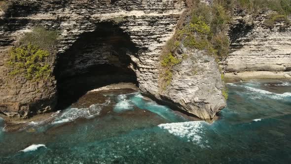 Seascape Cliffs Sea Waves Nusa Penida Bali Indonesia