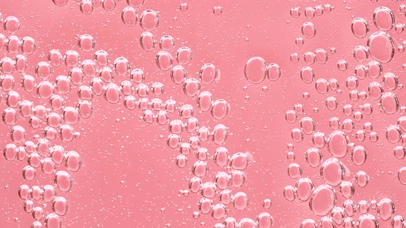 Transparent Pink Cosmetics Serum Fluid Gel Makeup Beauty Cream Texture Bubbles