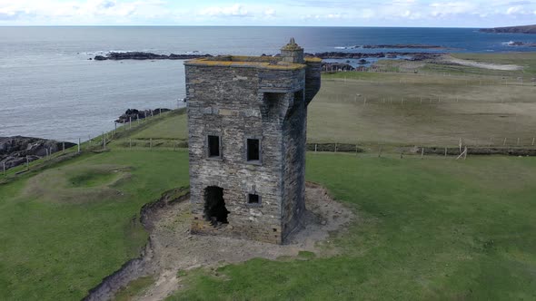 Aerial View of the Napoleonic Signal Tower in Malin Beg  County Donegal Ireland