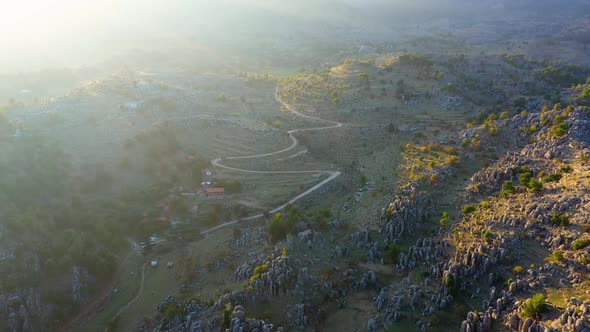 Aerial Drone View of Mountain Valley with Beautiful Rock Formations