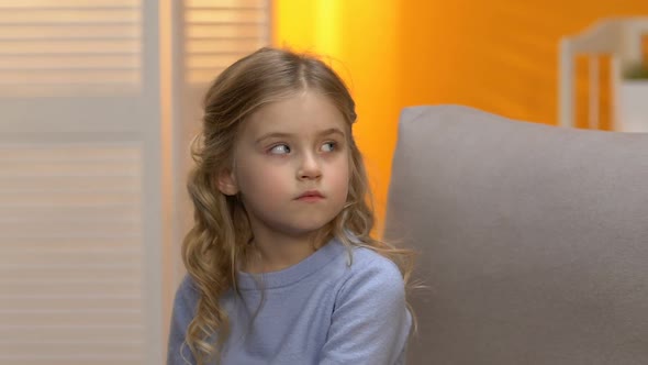 Sad Preschool Girl Looking at Indifferent Babysitter, Conflict With Mom, Offence