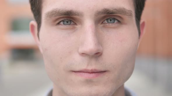 Outdoor Close up of Young Man Face