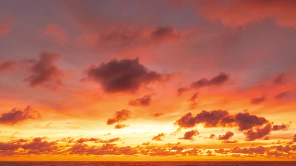 Time lapse video. Scene of Colorful amazing golden sky Night to day with Moving clouds background