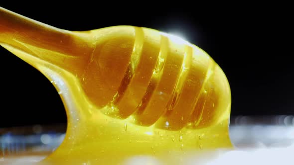 Spoon with Honey. In Backlighting