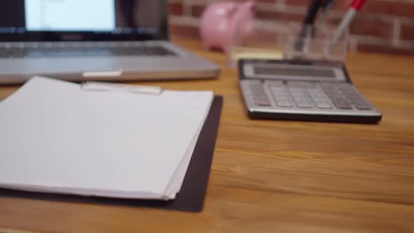 Word the Strategy of Wooden Cubes is Put on Office Table with Hands