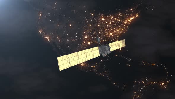 Space Probe Flight Near Rotating Planet Earth alt