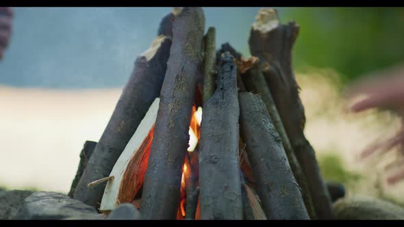 Close up of a campfire