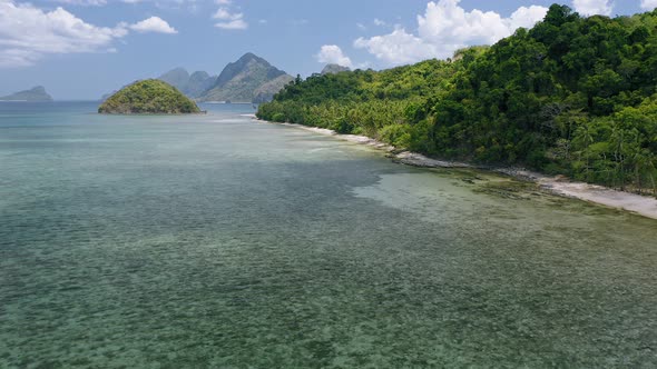 Aerial View of Cas Cabanas Tropical Beach El Nido Palawan Philippines