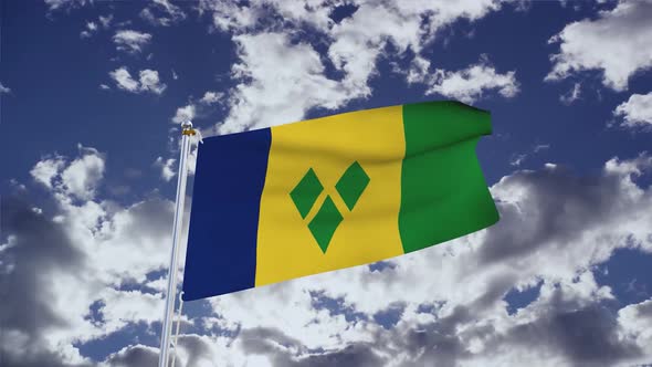 Saint Vincent And The Grenadines Flag With Sky
