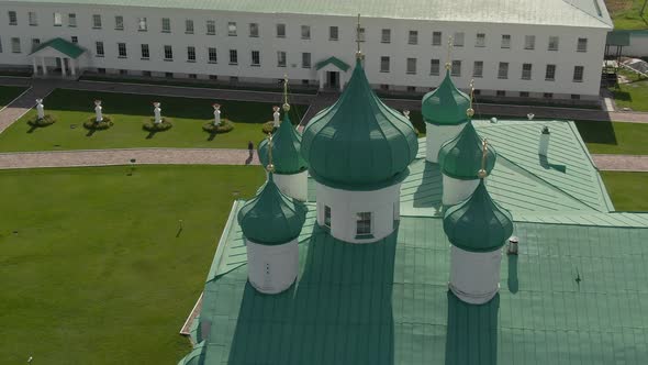 Alexander Svirsky Monastery Beautiful Summer Aerial Footage