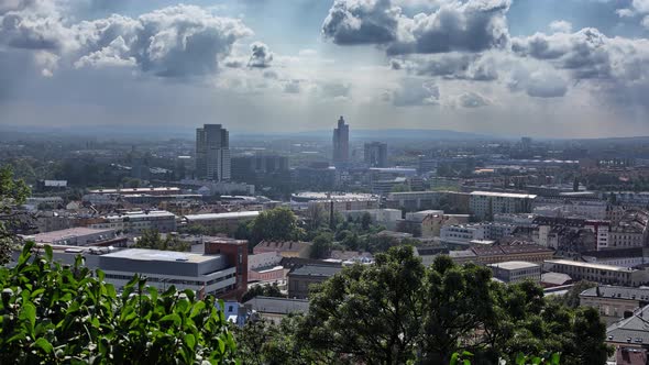 Time lapse view of the city of Brno. Czech Republic