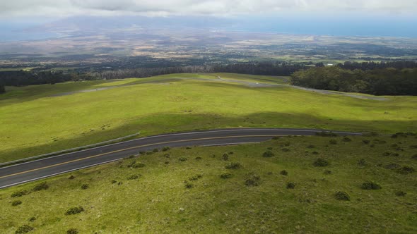 Maui Landscape with Road up Haleakala Volcano - Establishing Aerial