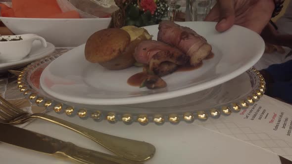 Culinary food being served to the guests
