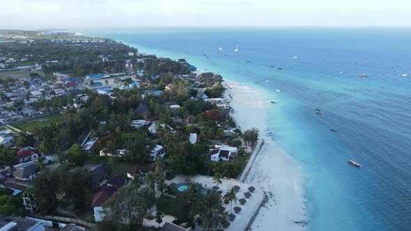 Zanzibar Island Tanzania  Aerial View of the Beach Near the Shore Slow Motion