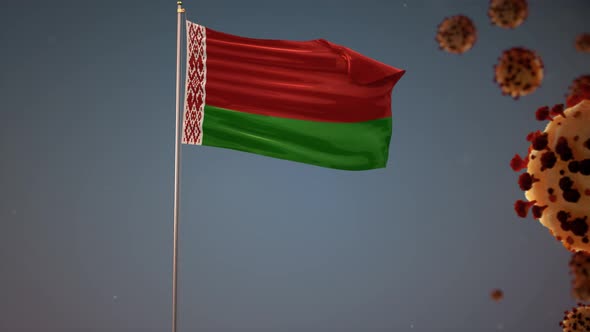 Belarus Flag With Corona Virus Attack 4K alt