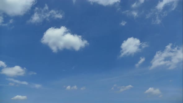 Time lapse of white cloud moving pass around sky background