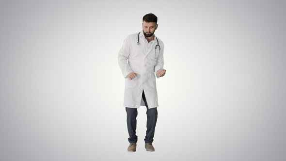Dancing Doctor Doing Some Moves on Gradient Background