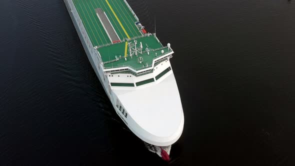 A RORO Roll On Roll Off Ferry Departing from the Port of Rotterdam