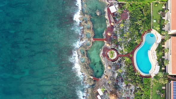 An aerial view of the Riviera Maya beach and its coasts.