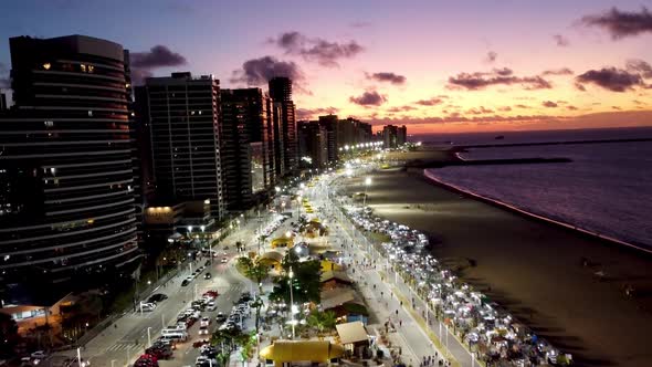 Sunset at downtown Fortaleza state Ceara Brazil. Travel destination.