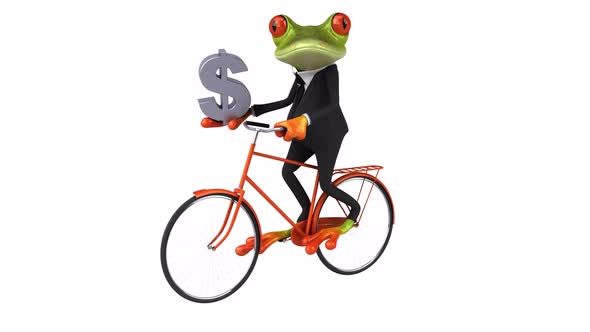 Fun frog on a bicycle - Digital animation